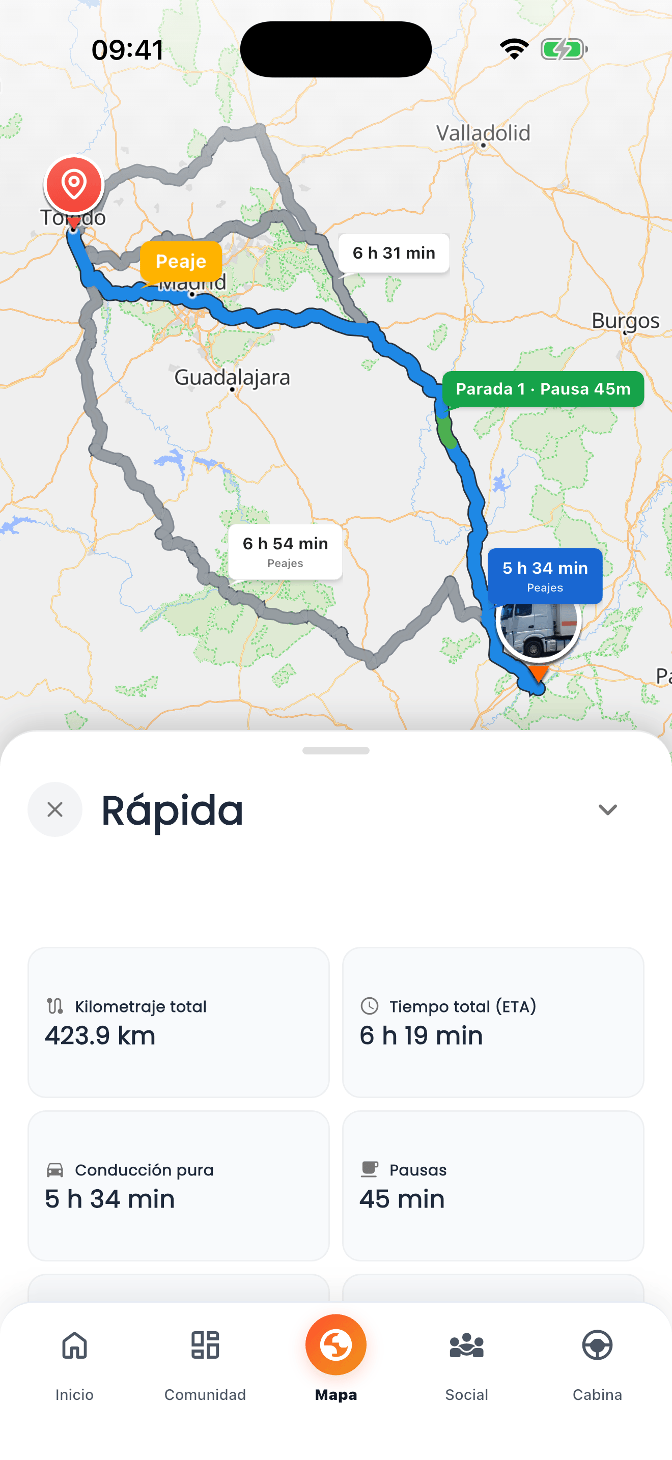 Navegador GPS para camiones de Truckio